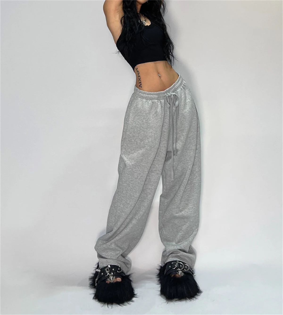 y2k High Waist Lace Up ,Baggy Streetwear sweatpants