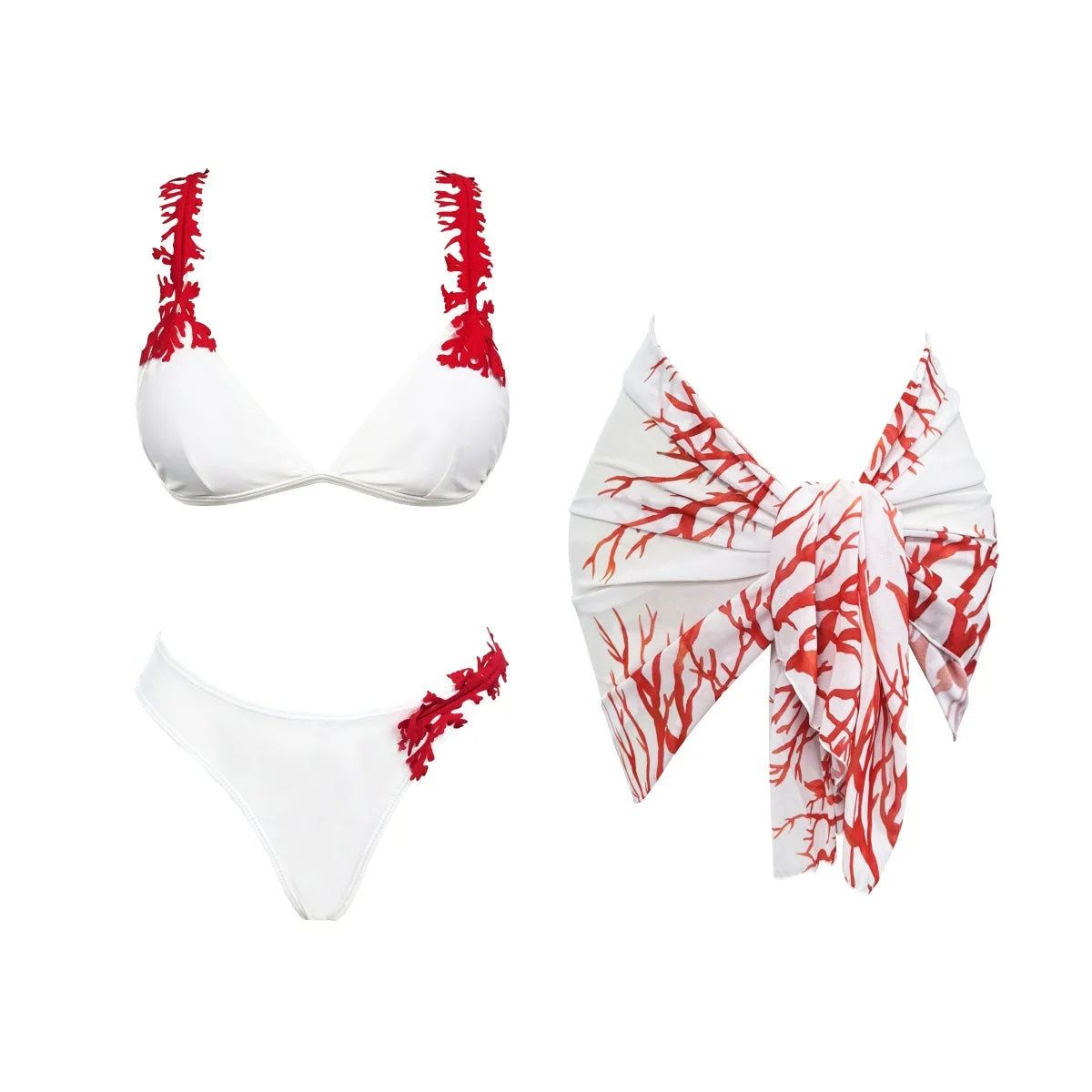3Pcs Laser Cut Swimsuit Women Sexy Bikini Push Up Swimwear High Waisted Biquini Female Hollow Bathing Suit Bodysuit Beachwear