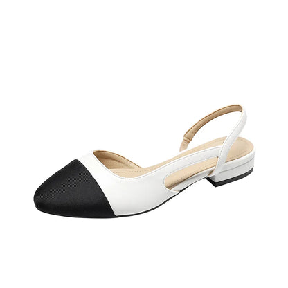 Color Block Pointed Toe Low Heel Sandals