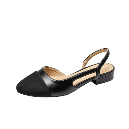 Color Block Pointed Toe Low Heel Sandals