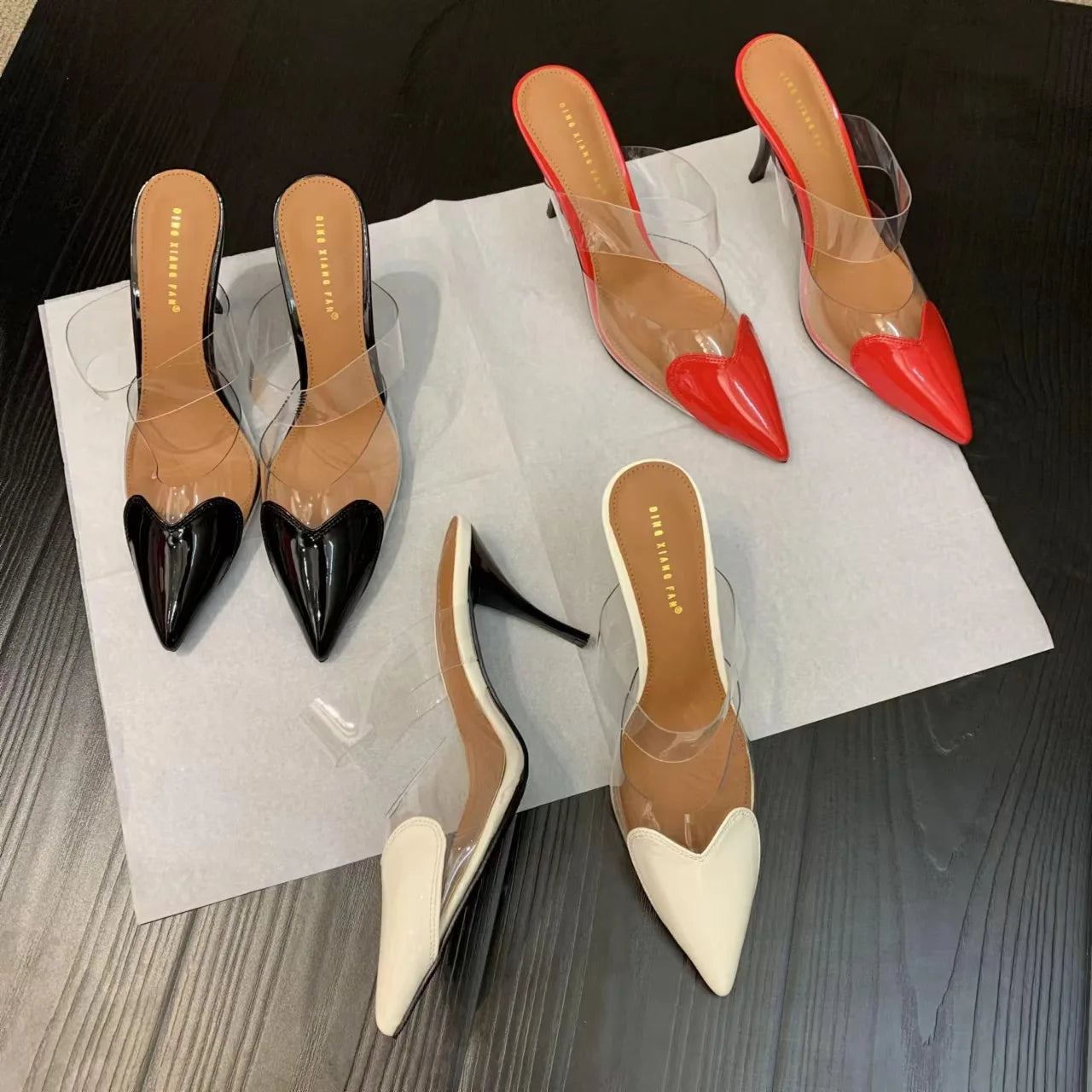 Popular Fashion Pointed Transparent Light Mouth Slippers Thin Heel Women's High Heels Womens Shoes