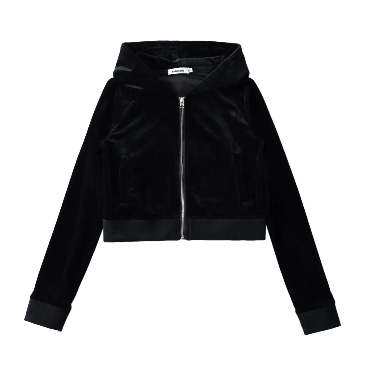 Women's Y2K Velvet Set - Hooded Cardigan & Straight Pants