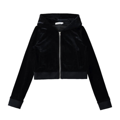 Women's Y2K Velvet Set - Hooded Cardigan & Straight Pants