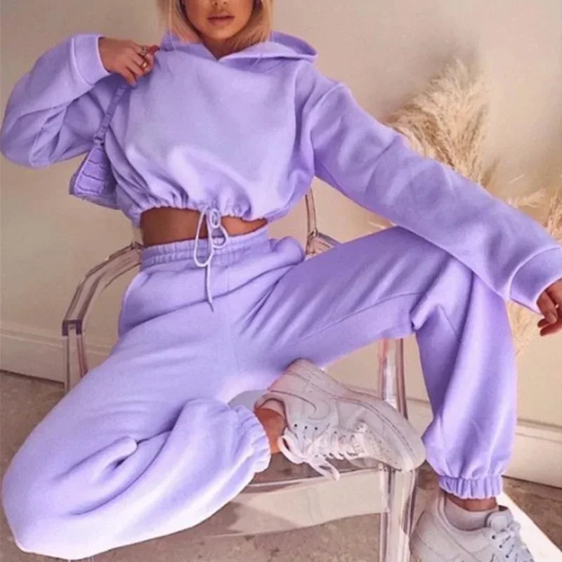 Women's Two Piece Hoodie Set - Casual Joggers Tracksuit