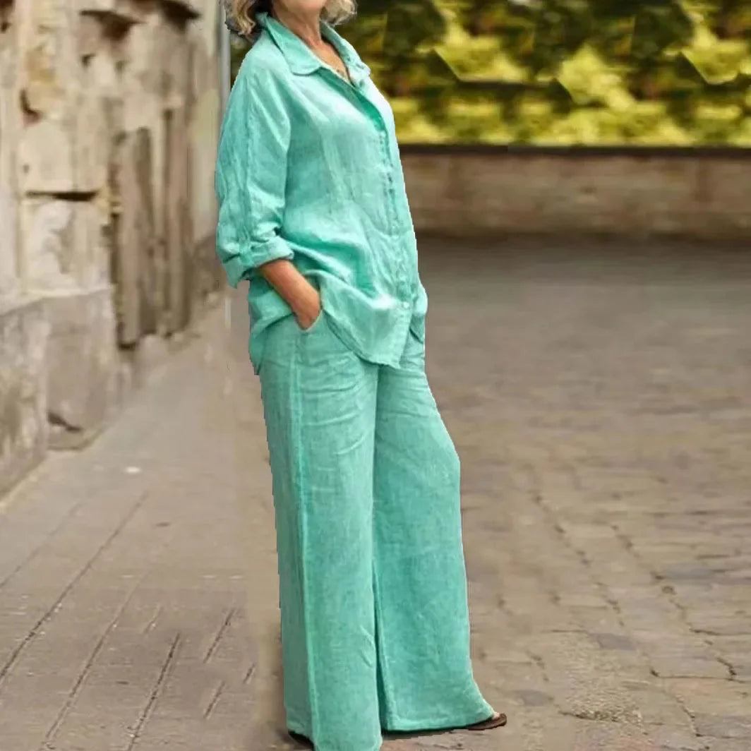 Long sleeve shirt with open back co-ord set