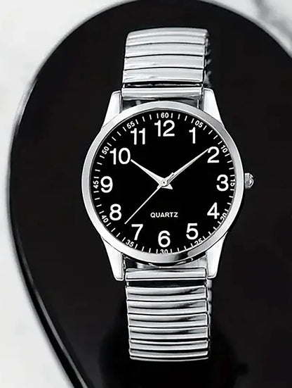 Couples Black Alloy Quartz Watch Set