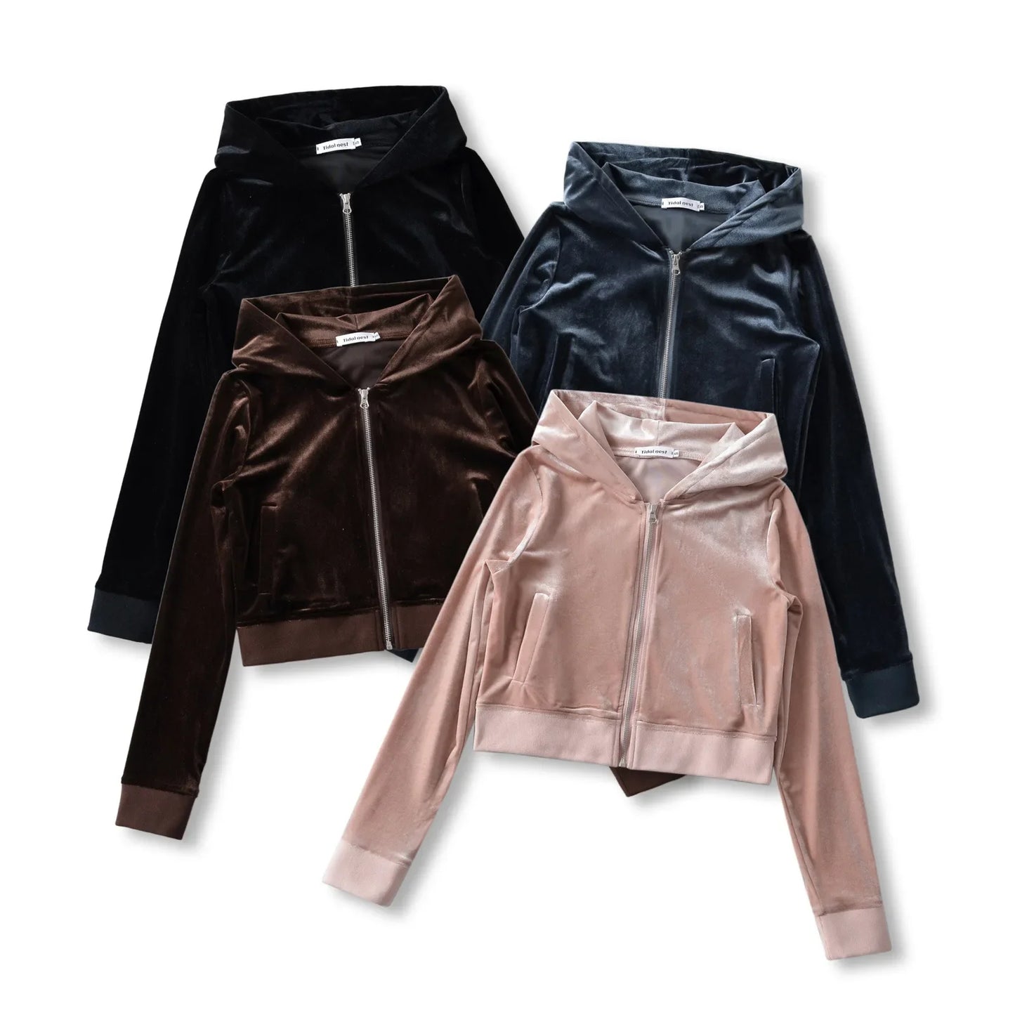 Women's Y2K Velvet Set - Hooded Cardigan & Straight Pants