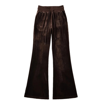 Women's Y2K Velvet Set - Hooded Cardigan & Straight Pants