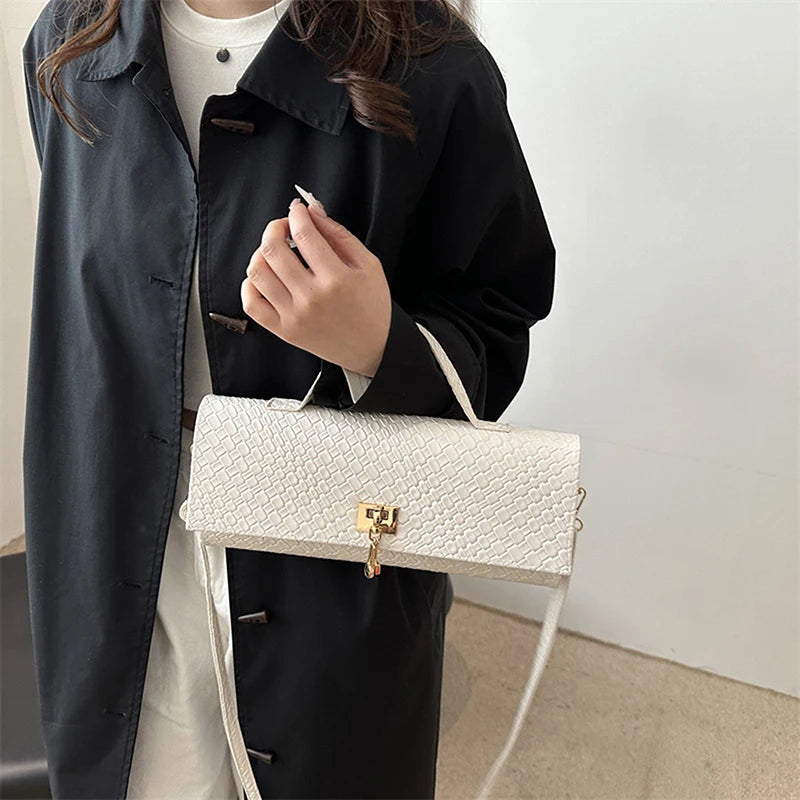 Retro Artificial Leather Woven Flip Women's Clutch Elegant Evening Bag Burgundy Wallet Women's Dress Party Wedding Item