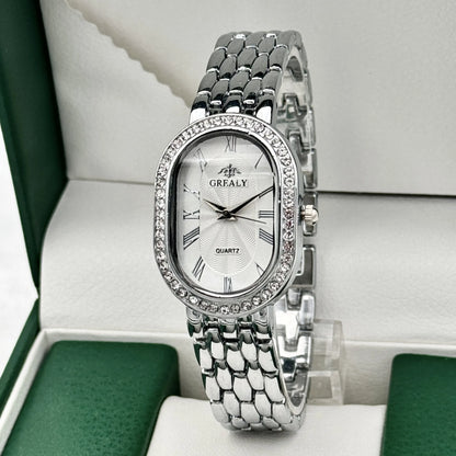 Ladies' Watches Diamond-Studded Oval Roman Numeral Luxury Ladies' Quartz Watc
