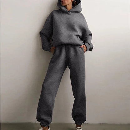 Women's Tracksuit Set - Oversized Hoodie & Long Pants