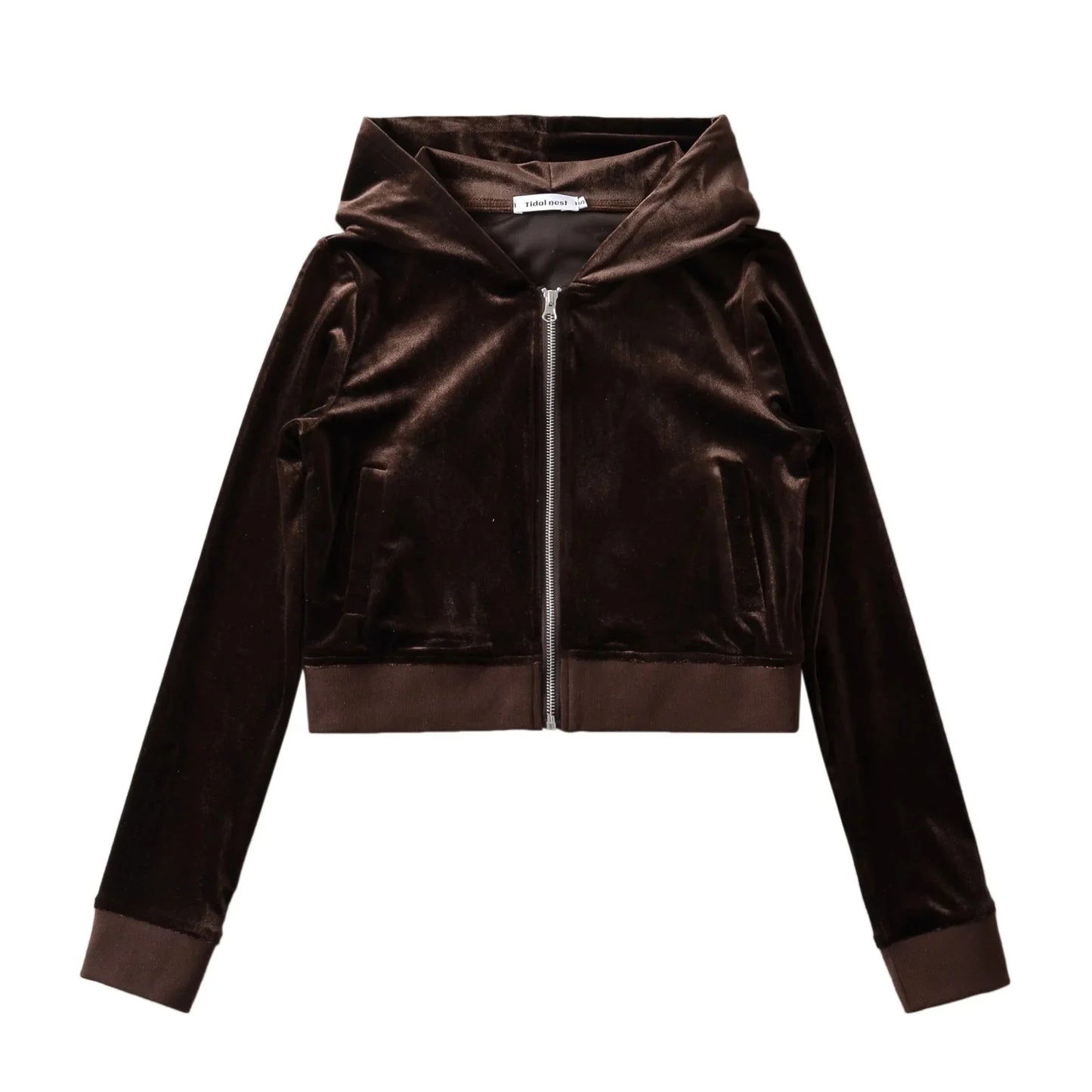 Women's Y2K Velvet Set - Hooded Cardigan & Straight Pants