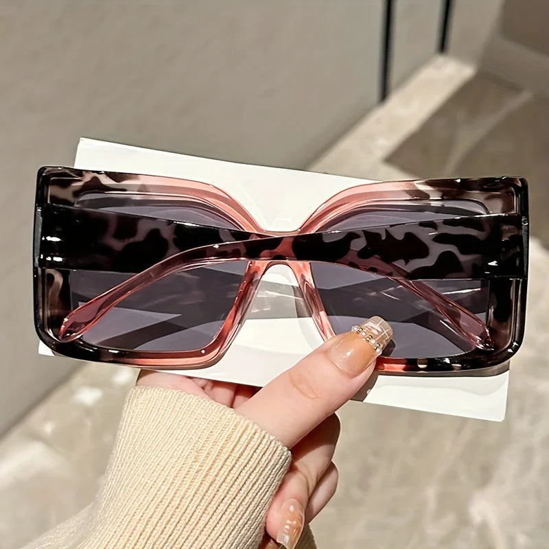 Oversized Square Gradient Glasses with Tortoiseshell & Leopard Frames