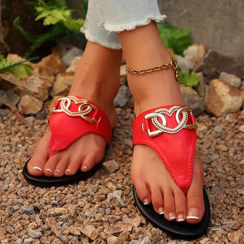 Summer Metal Decor Lightweight Women's Flip Flops