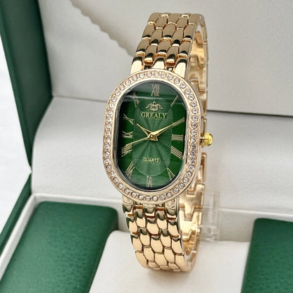 Ladies' Watches Diamond-Studded Oval Roman Numeral Luxury Ladies' Quartz Watc