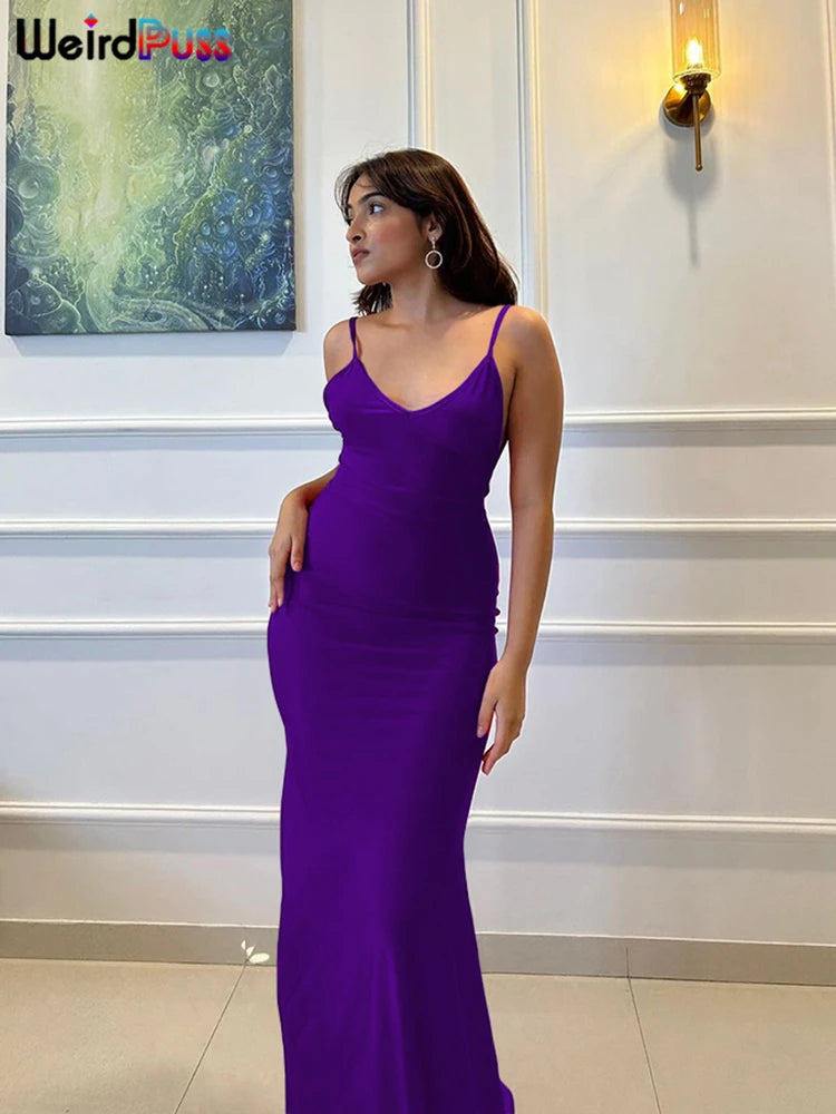 Women's Backless Evening Dress - V-Neck Mermaid Prom