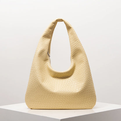 Retro Woven Leather Shoulder Bag - Large Capacity Tote
