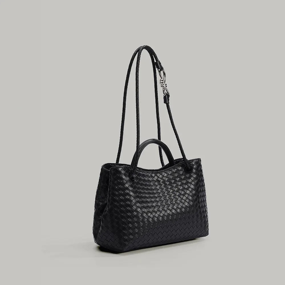 Women's Large Capacity Tote Bag - Woven Design Handbag