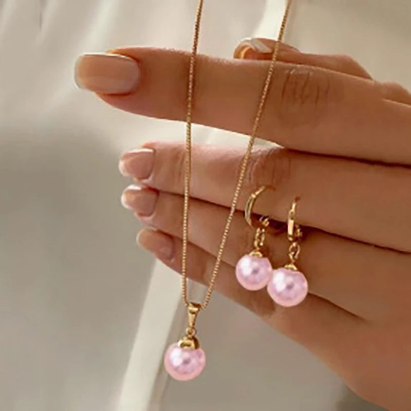 3 Pcs Jewelry Set Of Earring Pendant Necklace For Women Exquisite Fashion Wedding Gift
