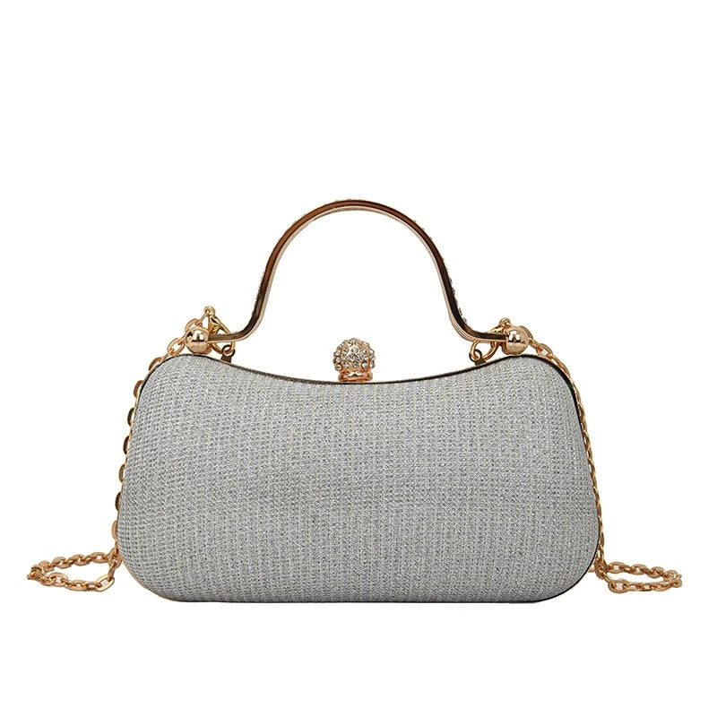 Mini Tote Evening Bag - Rhinestone Chain Purse