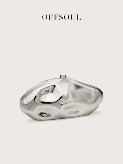 French Elegant Metal Style Acrylic Special-Shaped Stone Clutch Bag, Versatile New Banquet Party Wedding Elegant Fashion Exquisite Bag, Sweet and Cool Sexy Bag, Unique Design Chain Crossbody Shoulder Bag