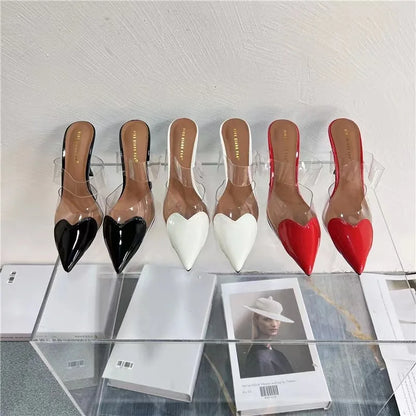Popular Fashion Pointed Transparent Light Mouth Slippers Thin Heel Women's High Heels Womens Shoes