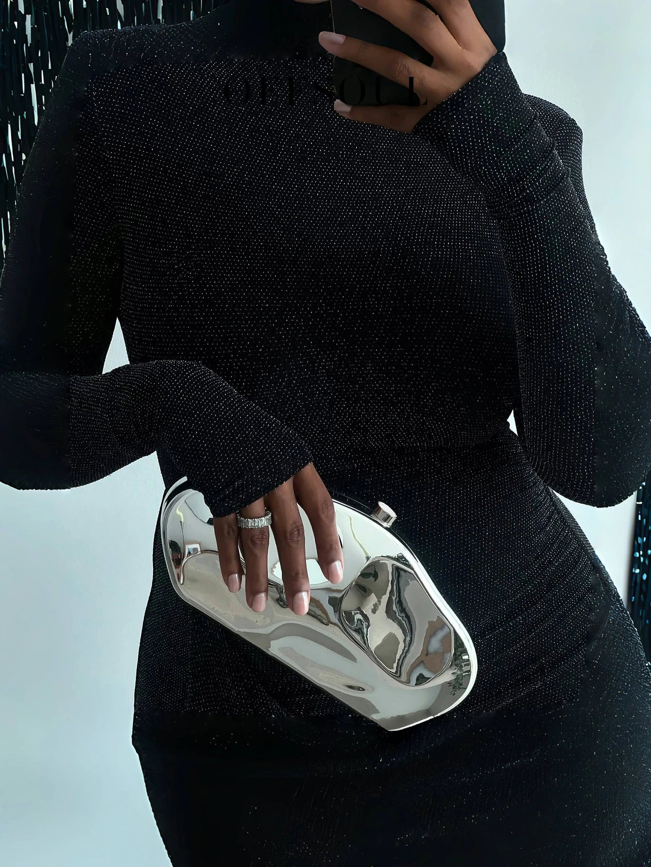 French Elegant Metal Style Acrylic Special-Shaped Stone Clutch Bag, Versatile New Banquet Party Wedding Elegant Fashion Exquisite Bag, Sweet and Cool Sexy Bag, Unique Design Chain Crossbody Shoulder Bag