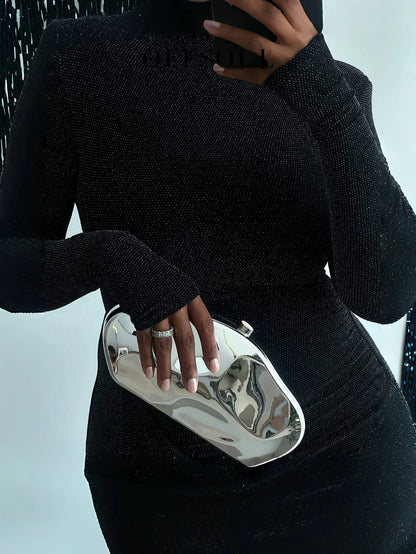 French Elegant Metal Style Acrylic Special-Shaped Stone Clutch Bag, Versatile New Banquet Party Wedding Elegant Fashion Exquisite Bag, Sweet and Cool Sexy Bag, Unique Design Chain Crossbody Shoulder Bag