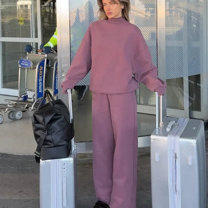 Women's Two Piece Sweater Set - Long Sleeve Sweatpants