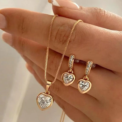 3 Pcs Jewelry Set Of Earring Pendant Necklace For Women Exquisite Fashion Wedding Gift