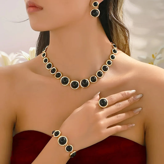 5PCS Elegant Metal Sphere Jewellery  Set for Women – Perfect for Parties, Vacations & Weddings