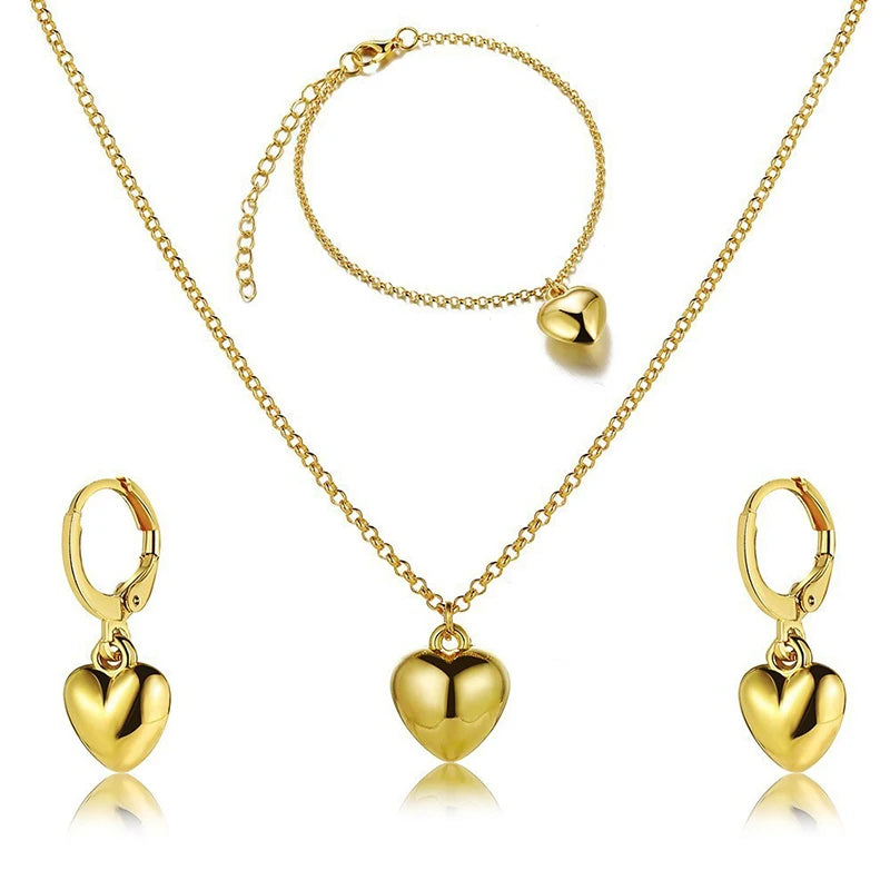 3 Pcs Jewelry Set Of Earring Pendant Necklace For Women Exquisite Fashion Wedding Gift