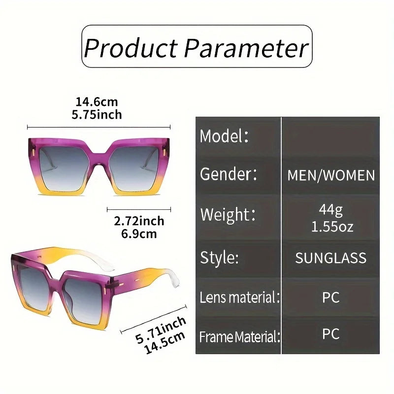 Gradient Large Square Sunglasses with Anti-Reflective Sport Lenses