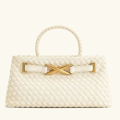 Handwoven Large Capacity Shoulder Crossbody Bag for Women Casual Commuting Handbag Soft Polyester Lining PU Material