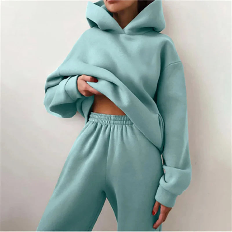 Women's Tracksuit Set - Oversized Hoodie & Long Pants