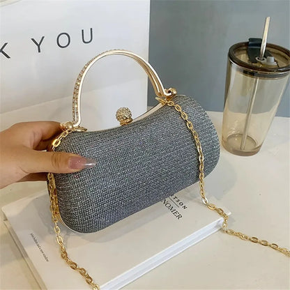 Mini Tote Evening Bag - Rhinestone Chain Purse