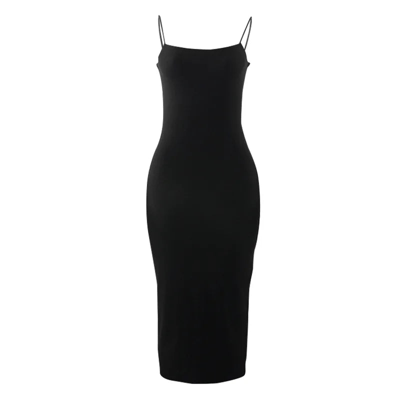 Women's Bodycon Dress - Sleeveless Backless Spaghetti Strap