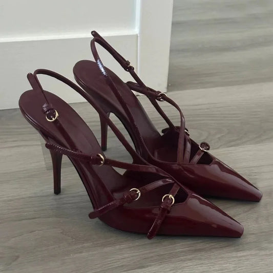 Women's High Heels Fashion Buckle Luxury 2024 Women's Shallow Sandals High Heeled