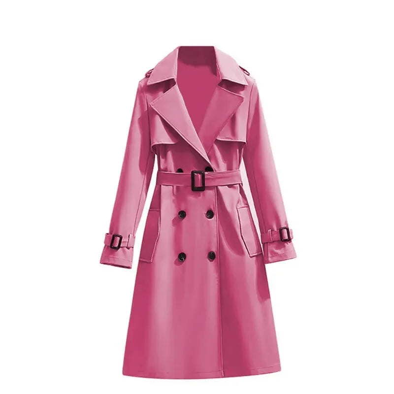 Women's Double-Breasted Trench Coat - British Style Windbreaker