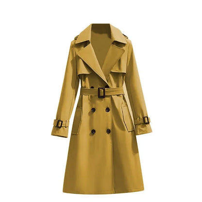 Women's Double-Breasted Trench Coat - British Style Windbreaker