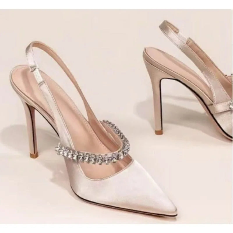 Luxury Crystal Pointed Toe High Heel Sandals