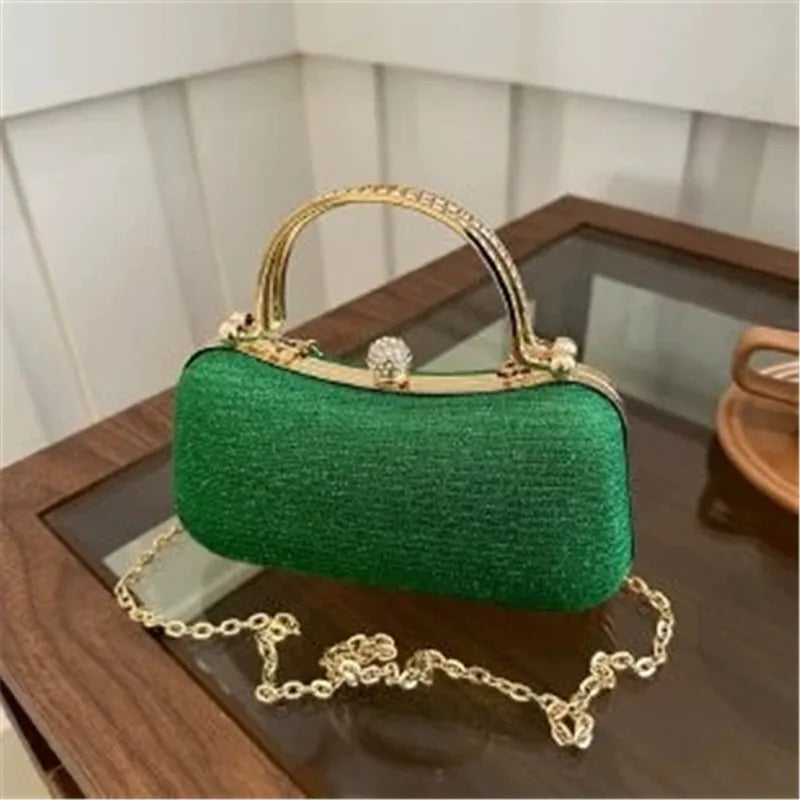 Mini Tote Evening Bag - Rhinestone Chain Purse