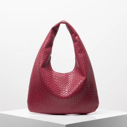 Retro Woven Leather Shoulder Bag - Large Capacity Tote