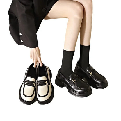 Loafers Oxfords Platform Casual Metal Chain Buckle Ladies Heels