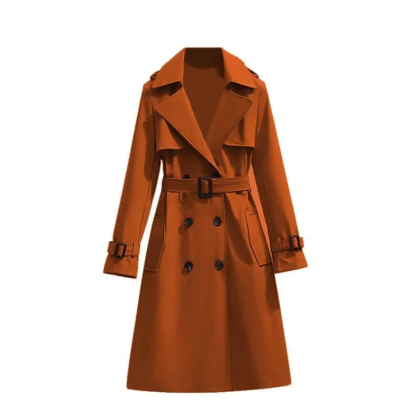 Women's Double-Breasted Trench Coat - British Style Windbreaker