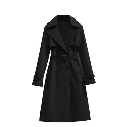 Women's Double-Breasted Trench Coat - British Style Windbreaker