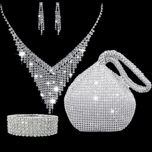Bridal Jewelry Sets 1 set Rhinestone Alloy 1 Bracelet Earrings Necklace Women's Stylish Artistic Trendy Jewelry Set For Annivers