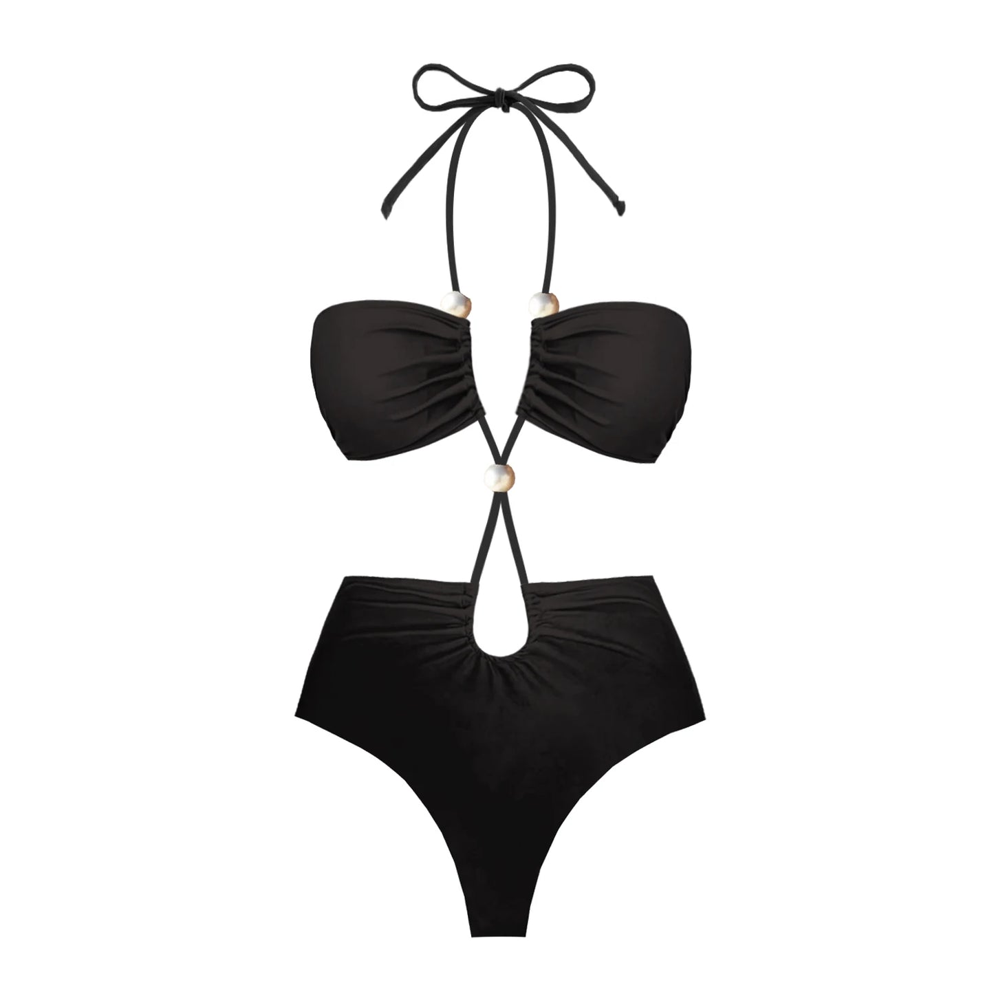 3Pcs Sexy Bikini Set With Cover Up Pearls White Swimsuit Women Halter Swimwear Female Off Shoulder Bathingsuit Biquini Beachwear