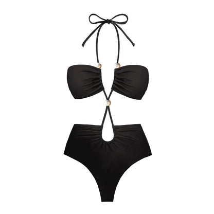 3Pcs Sexy Bikini Set With Cover Up Pearls White Swimsuit Women Halter Swimwear Female Off Shoulder Bathingsuit Biquini Beachwear