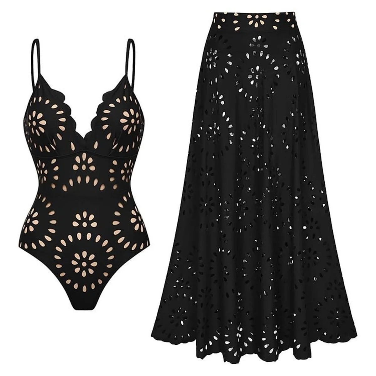 3Pcs Laser Cut Swimsuit Women Sexy Bikini Push Up Swimwear High Waisted Biquini Female Hollow Bathing Suit Bodysuit Beachwear